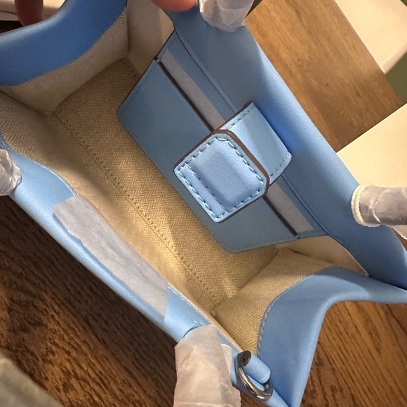 NWT! NEW! Tory Burch Ella Blue Azure Bio Mini Tote Crossbody - Picture 10 of 11